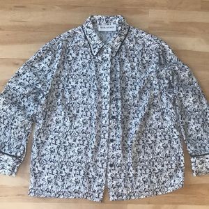 Anthro Black & White Blouse Sz S